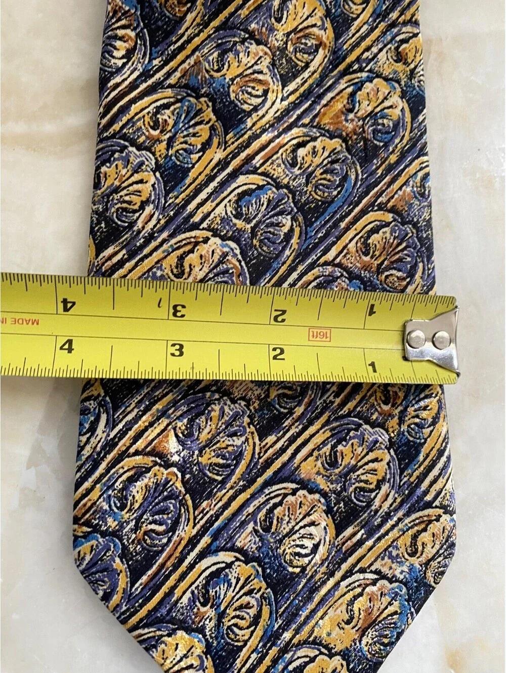 Brioni Roma Mens Cobalt Blue Gold Italian Silk Tie Necktie Made in Italy